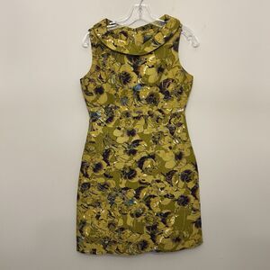 Taylor Dress Bengaline‎ Womens size 2 Green floral silk blend sleeveless bold